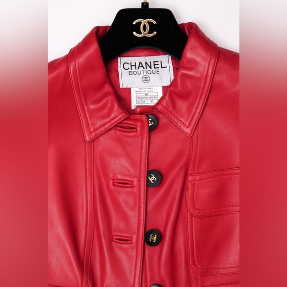 Chanel Red Leather Jacket from 1995 - Picture 7 of 7